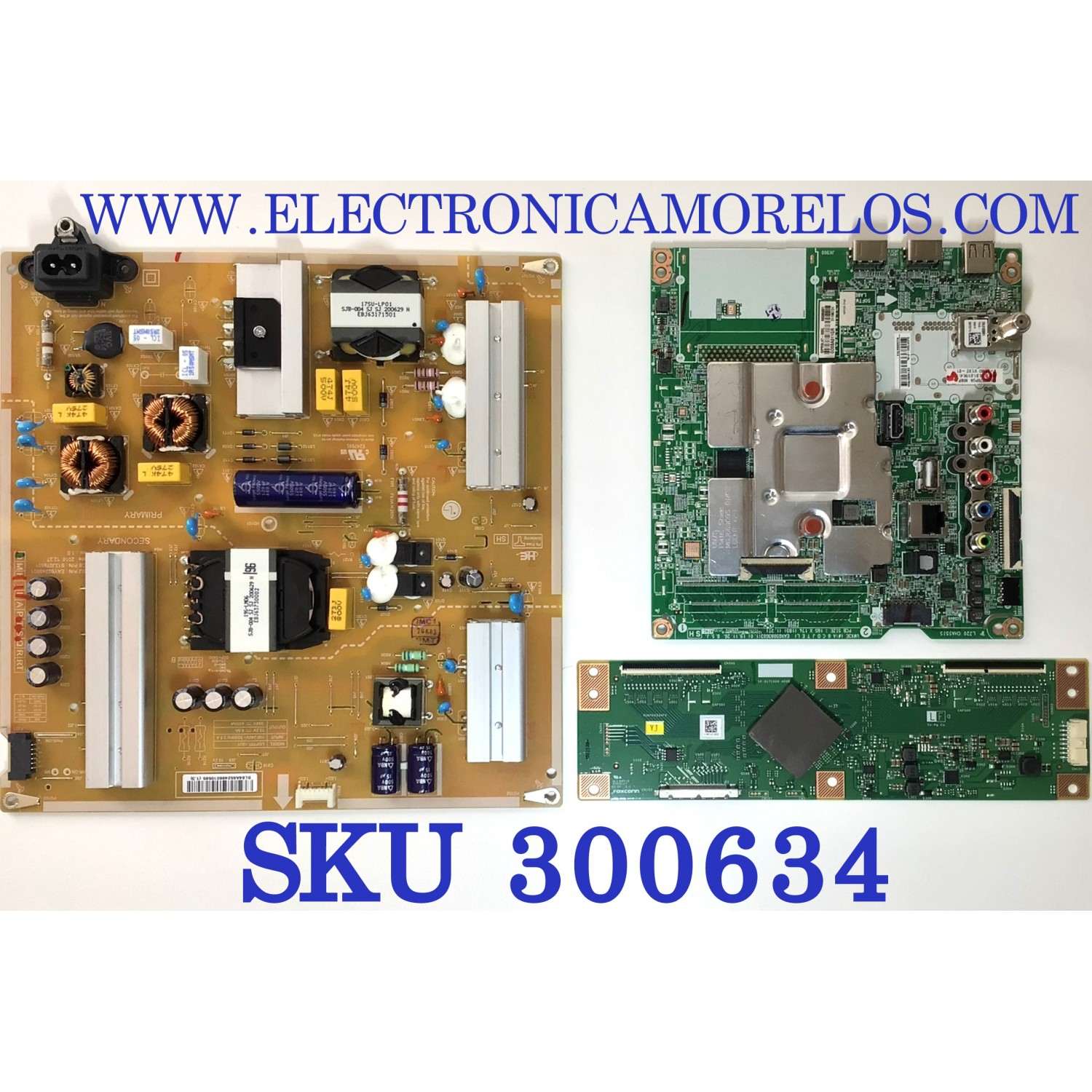 KIT DE TARJETAS PARA TV LG LED HDR SMART TV / MAIN EBT66527904 / EAX69083603 / FUENTE  EAY65248601 / B12J078601 / LGP70T-19U1 / T-CON RUNTK0334FVYJ / 1P-0171X00-40SB / PANEL NC700DQE-VSHX1 / MODELO 70UN7070PUA / 70UN7070PUA.AUSMLKR